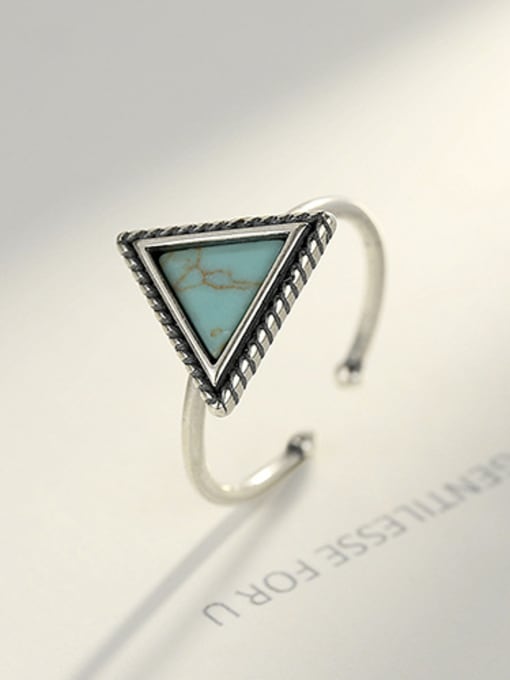 Platinum 925 Sterling Silver With Platinum Plated Simplistic Triangle Free Size Rings