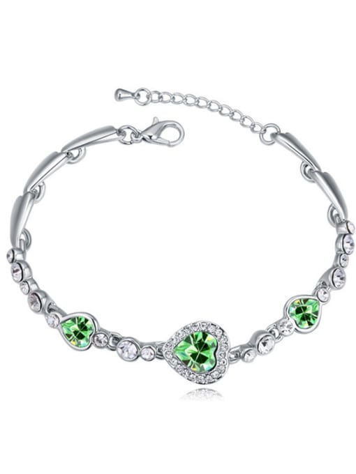 green Simple Heart Cubic austrian Crystals Alloy Bracelet