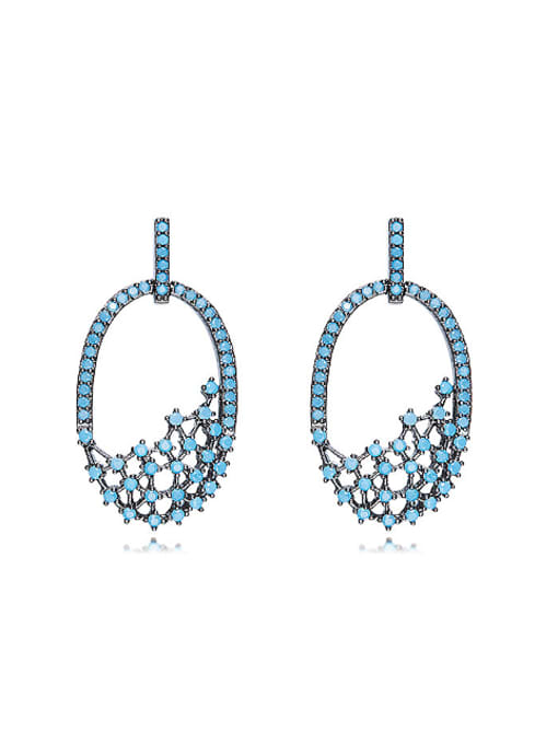 CEIDAI Retro style Tiny Turquoise Stones Hollow Stud Earrings 0
