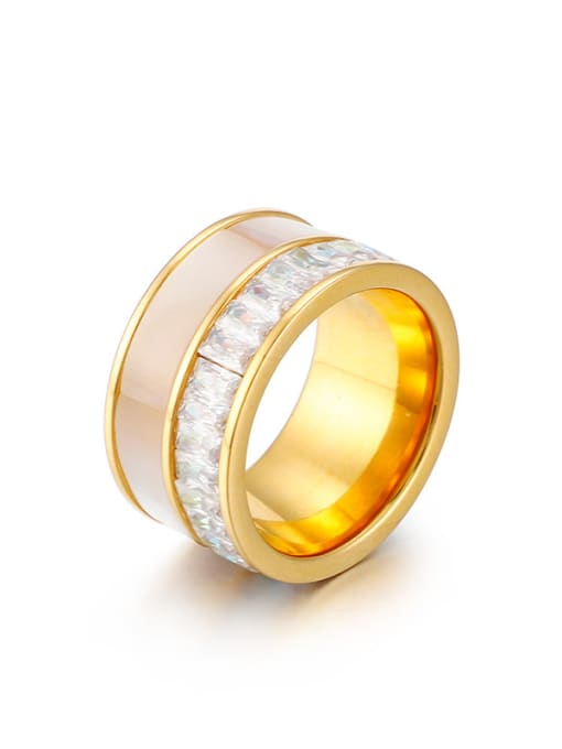 Golden Stainless Steel With Cubic Zirconia Trendy Band Rings