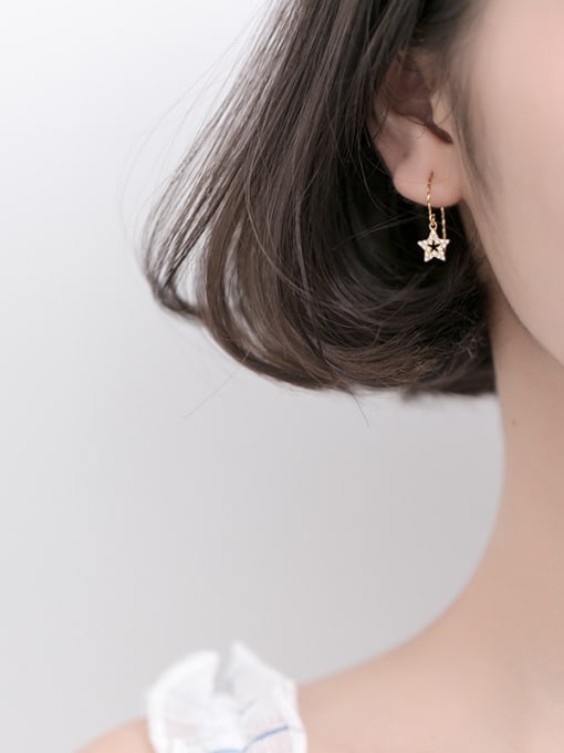 Rosh Sterling silver  zirconium cute star earrings 1