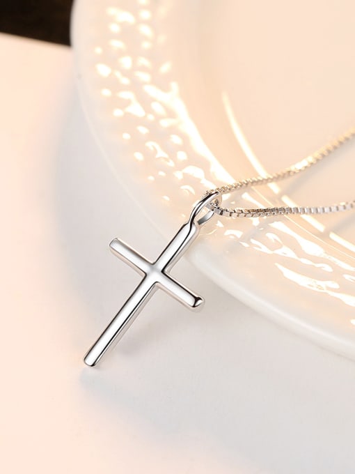 CCUI Sterling Silver minimalist cross box chain necklace 2
