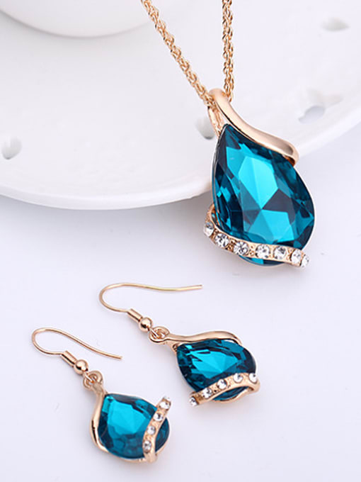 BESTIE Alloy Imitation-gold Plated Fashion Artificial Gemstone Two Pieces Jewelry Set 1