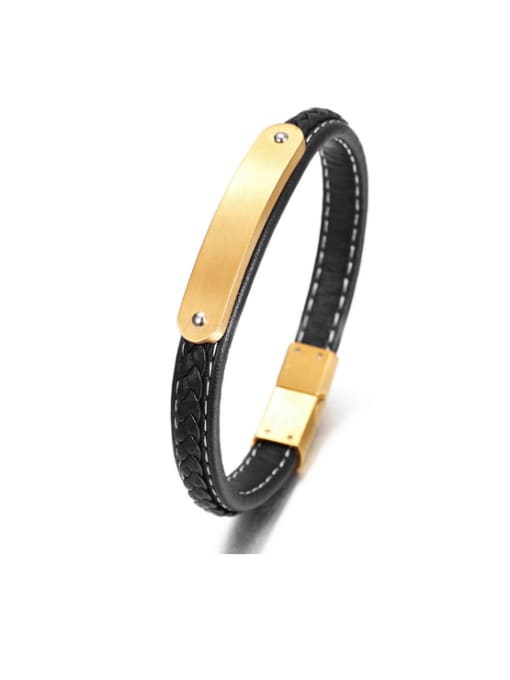 JINDING 2017 new Male Leather Titanium Bracelet 1