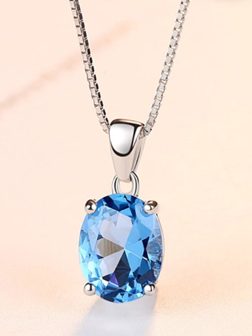 Sky Blue Sterling silver sky blue semi-precious stones minimalist necklace