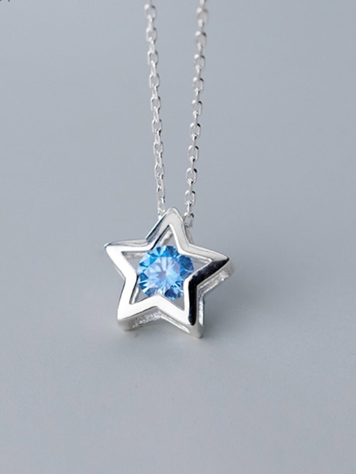Rosh 925 Sterling Silver With Platinum Plated Simplistic Star Necklaces 1