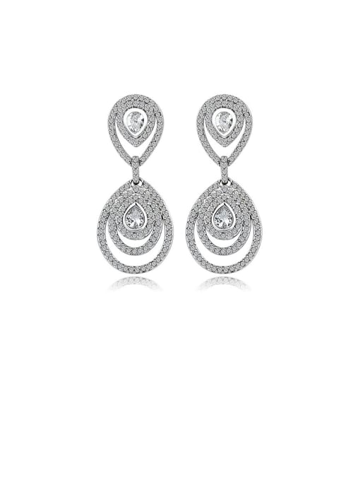BLING SU copper   With Platinum Plated Delicate Water Drop Drop Earrings 0