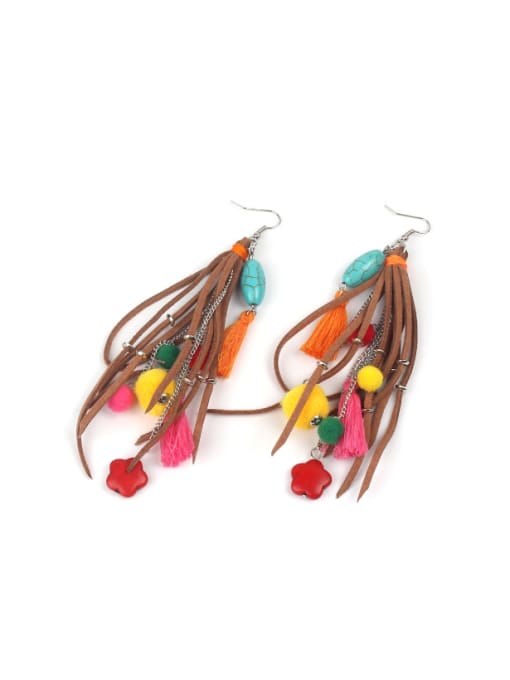 handmade Retro Style Colorful Long Tassel Drop Earrings 0