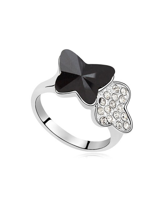 QIANZI Personalized Butterfly Cubic austrian Crystals Alloy Ring 0