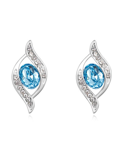 blue Simple Oval austrian Crystals Alloy Stud Earrings
