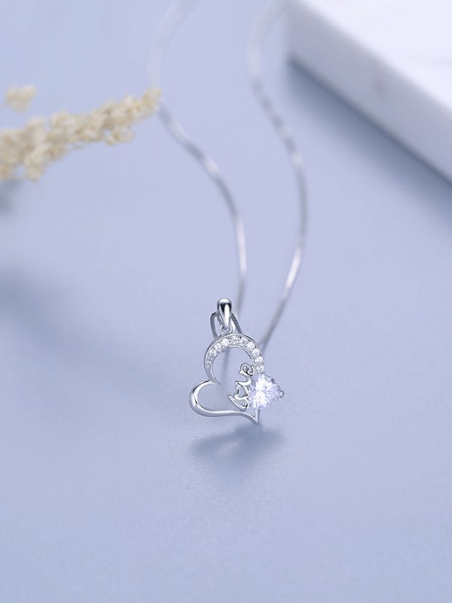 White 925 Silver Heart Shaped Zircon Pendant