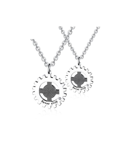 Open Sky Titanium With Two-color plating  Punk Irregular Gearwheel Necklaces