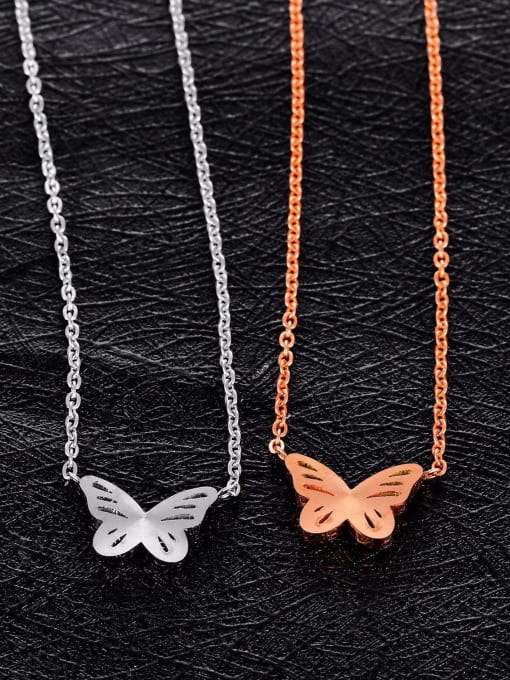 Open Sky Simple Butterfly Titanium Necklace 2