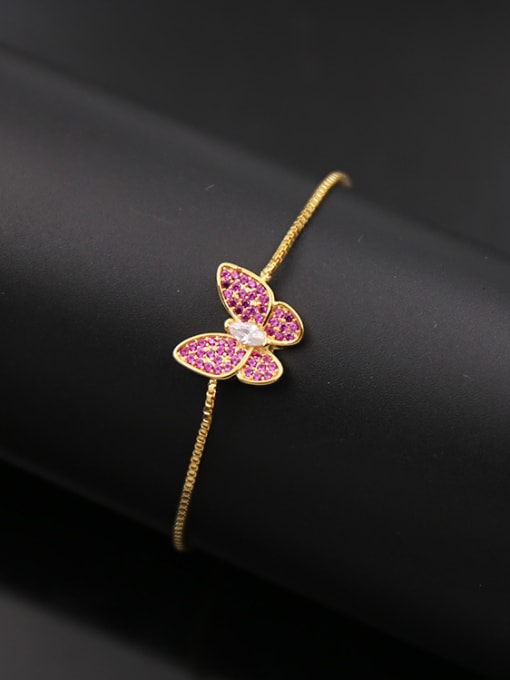 Gold +PINK Butterfly Copper Bracelet