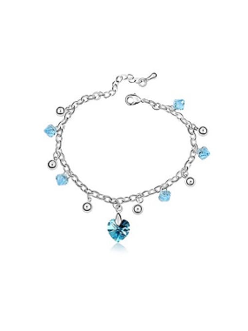 light blue Simple Little Cubic Heart-shaped austrian Crystals Alloy Bracelet