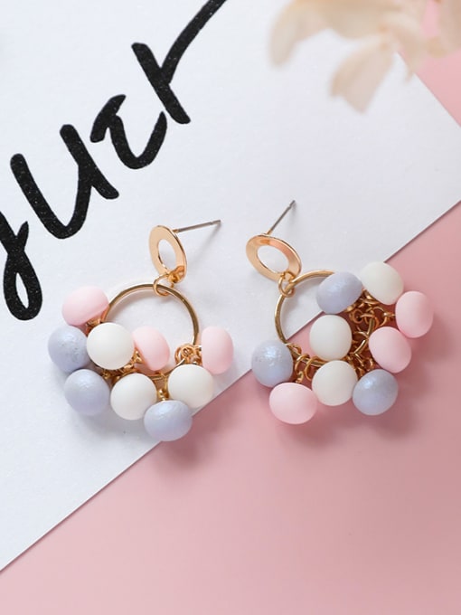 pink Alloy With 18k Gold Plated Trendy Charm Earrings