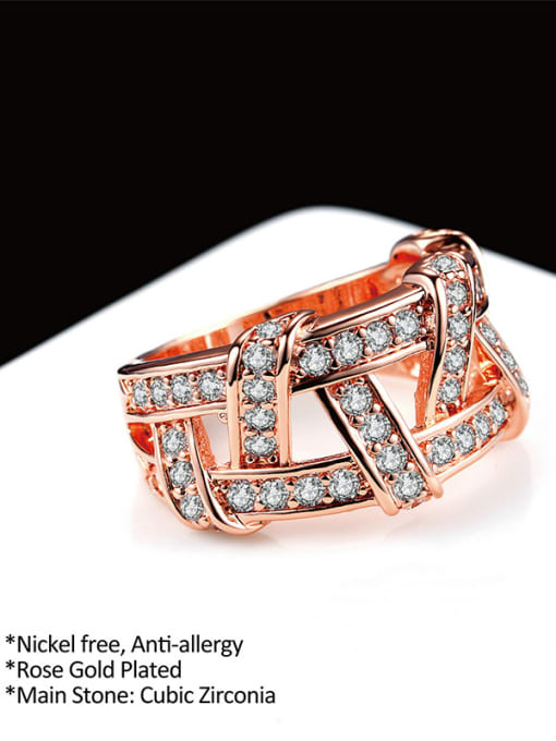 ZK Hollow Creative Women Copper Ring with Zircons 3