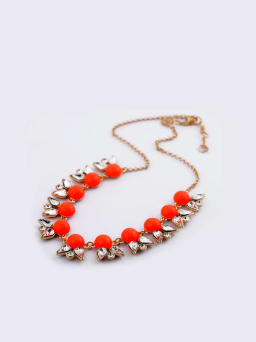 Orange Alloy Artificial Stones Short Necklace