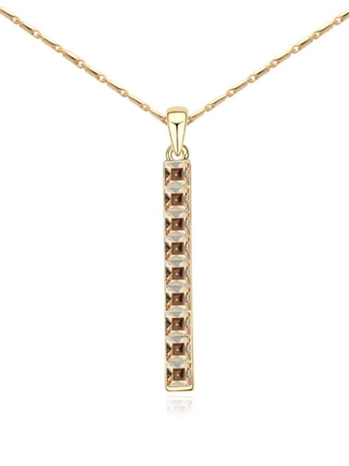QIANZI Simple Tiny Square austrian Crystals stack Alloy Necklace 2