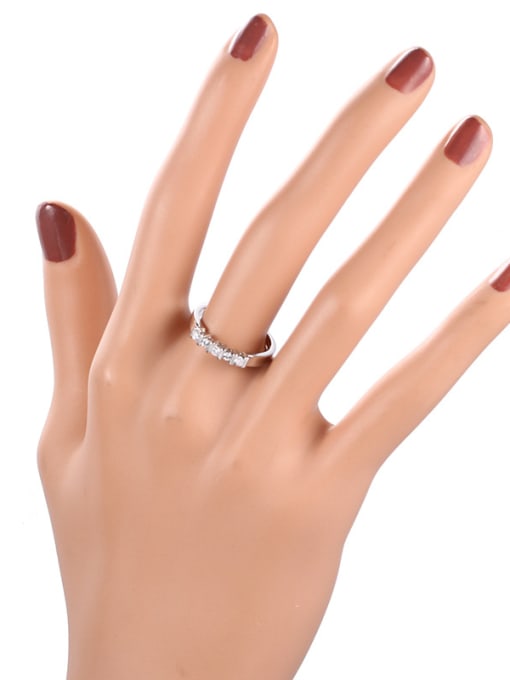 ZK Simple White Gold Plated Women Copper Ring 1