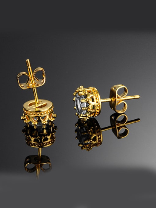 Open Sky Fashion Cubic Zircon Gold Plated Stud Earrings 2
