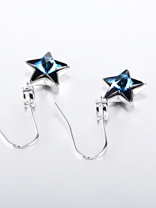 OUXI Fashion Blue Austria Crystal Star Earrings 1