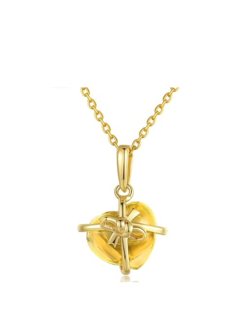 ZK Heart-shape Yellow Crystal Pendant with Gold Plated