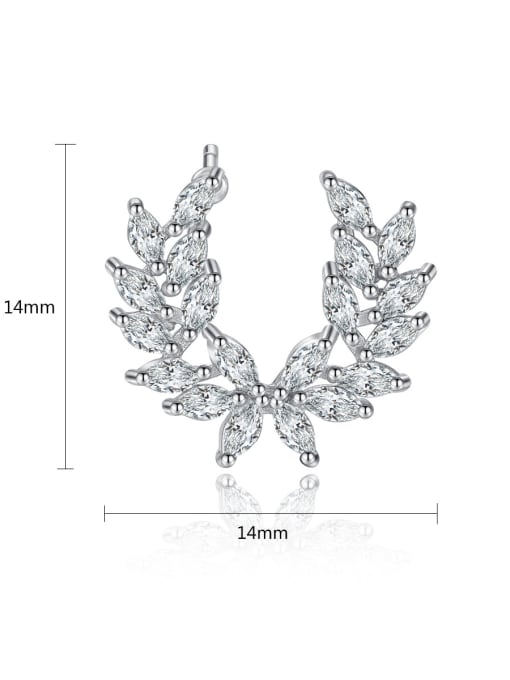 BLING SU Copper With White Gold Plated Delicate Leaf Stud Earrings 3