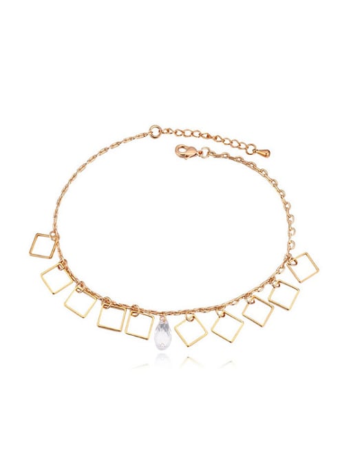 QIANZI Fashion Hollow Square Cubic austrian Crystal Alloy Anklet 0