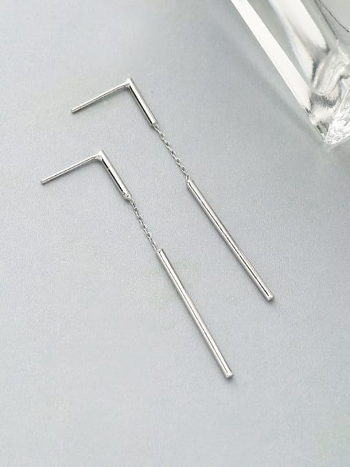 One Silver Women Temperament Stick Shaped Drop Earrings 2