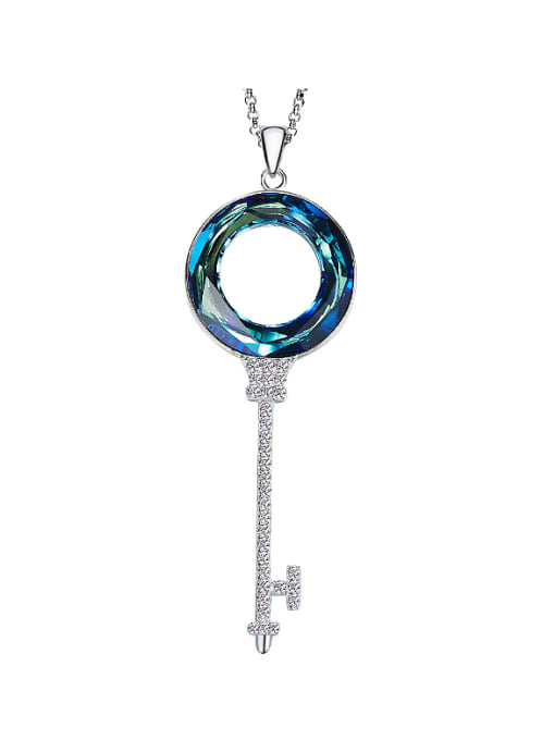 Blue austrian Crystals Key-shaped Necklace