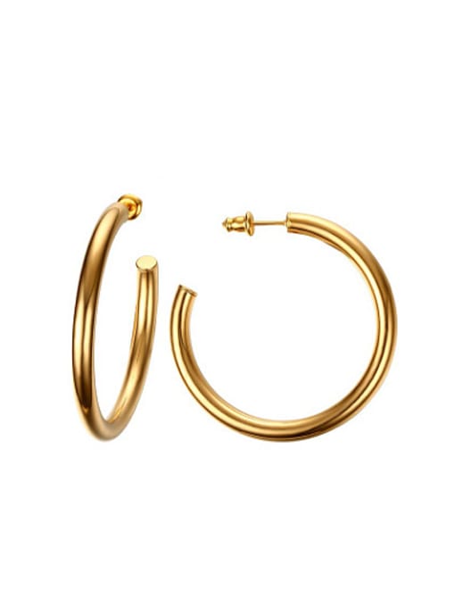 CONG Temperament Gold Plated Round Shaped Titanium Clip Earrings