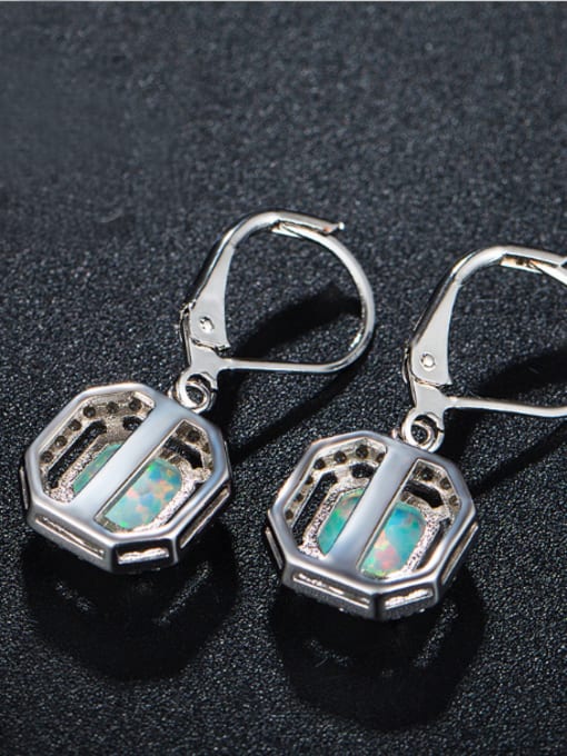 UNIENO Geometric Shaped Opal Stones Classical Hook Earrings 1