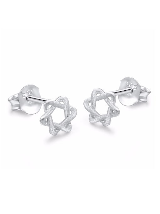 ZK Simple Tiny Hollow Six-pointed Star 925 Silver Stud Earrings 0