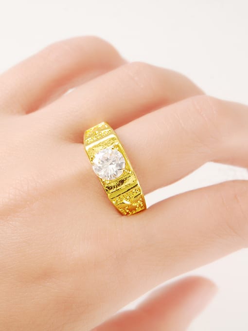 Yi Heng Da Exquisite 24K Gold Plated Zircon Geometric Shaped Ring 1