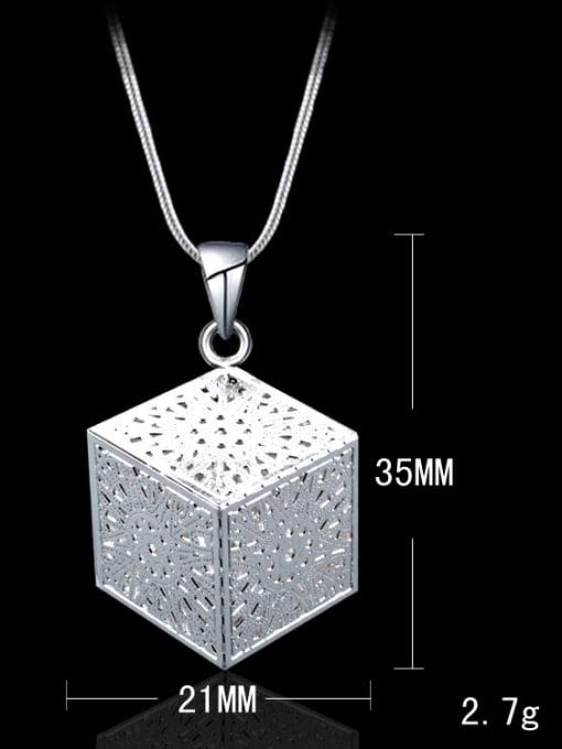 Ya Heng Simple Hollow Cube Pendant Copper Necklace 2