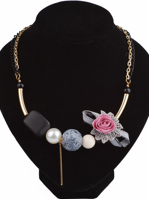 1 Personalized Elegant Cloth Flower Double Color Plated Alloy Necklace