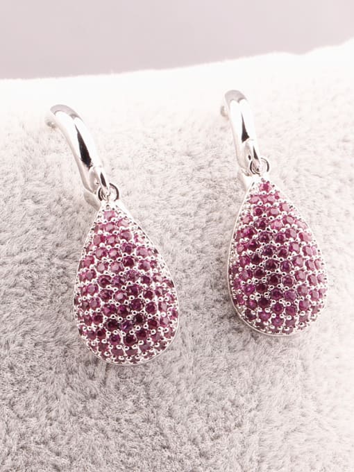 Qing Xing Large Water Drop Red Corundum Europe and America Quality Gorgeous Platinum plating drop earring 2
