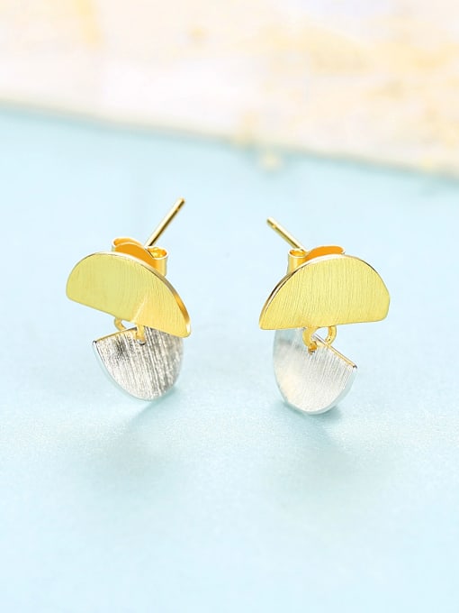 CCUI 925 Sterling Silver With Glossy  Simplistic asymmetry Irregular Stud Earrings 3