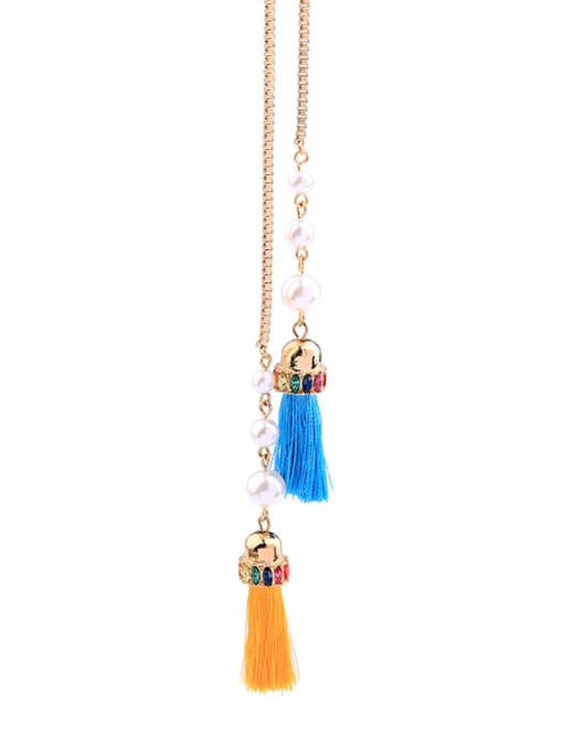 KM Two Color Tassel Long Sweater Necklace 2
