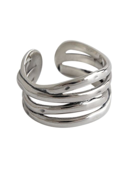 DAKA 925 Sterling Silver With Antique Silver Plated Multi-layer texture free size Rings