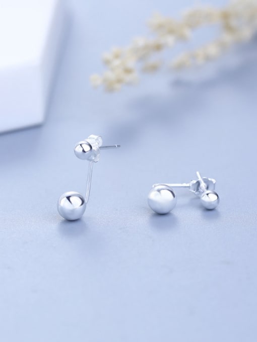 One Silver Personality 925 Silver Ball Shaped Earrings 0