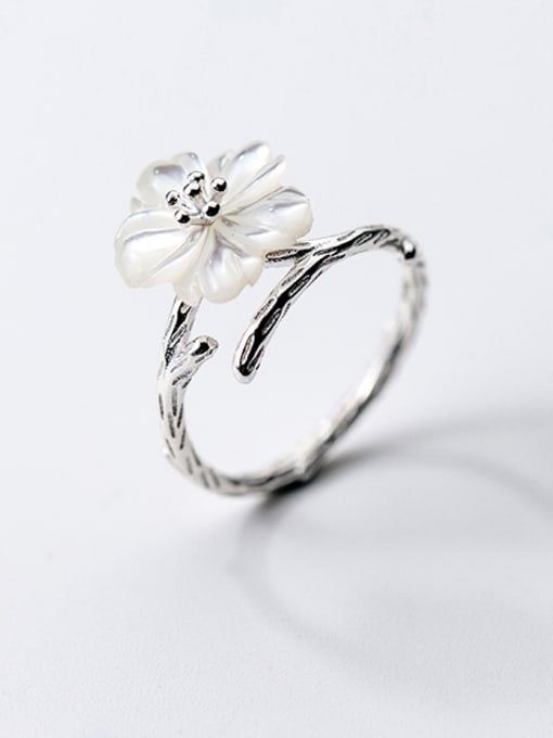 Rosh Fresh Flower Shaped S925 Silver Shell Open Design Ring 0