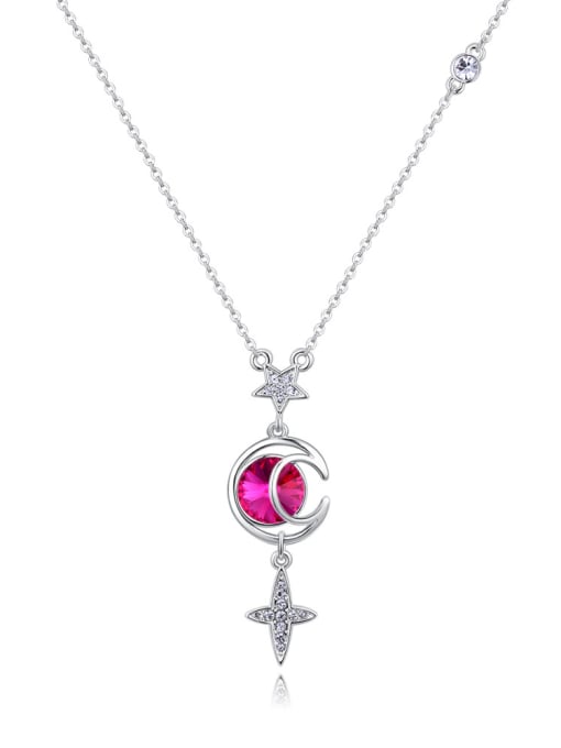 pink Simple Stars Cubic austrian Crystal Pendant Alloy Necklace