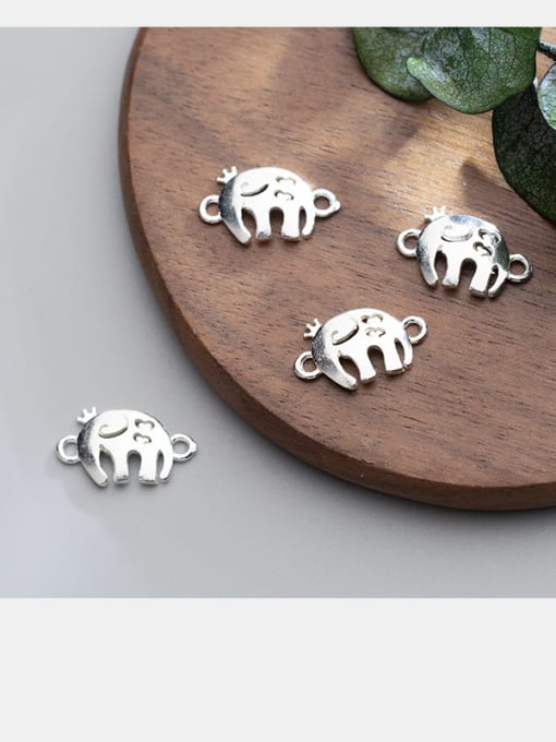 FAN 925 Sterling Silver With Silver Plated  Elephant Connectors 1