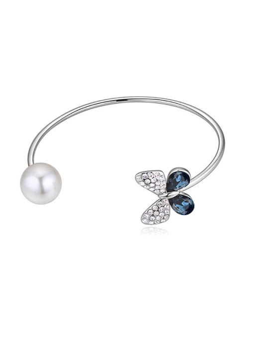 royal blue Fashion Imitation Pearl austrian Crystals Butterfly Alloy Bangle