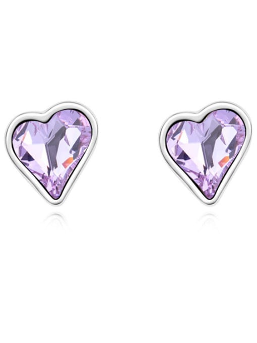 purple Simple Heart austrian Crystal Alloy Stud Earrings