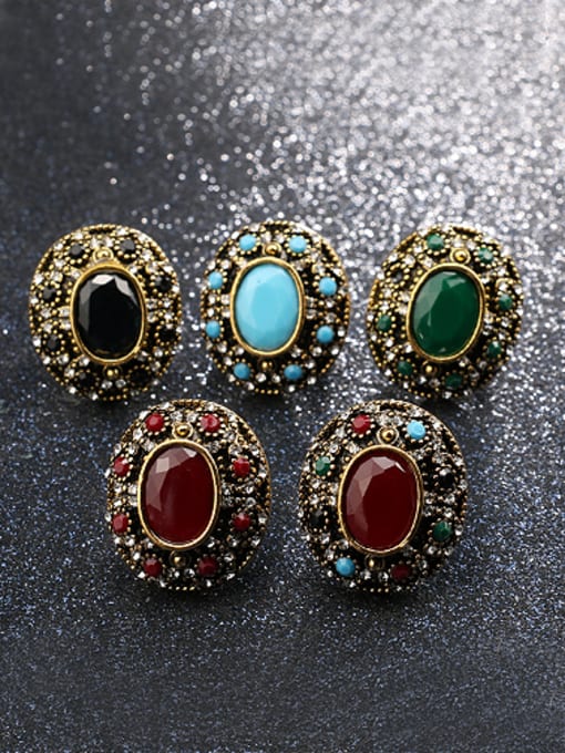 Gujin Retro style Oval Resin Crystals Ring 3