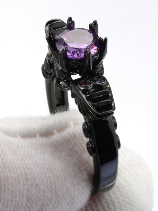 black gun Creative Purple Zircon Black Gun Plated Copper Ring