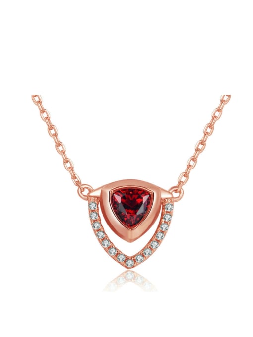 ZK Triangle Shaped Rose Gold Plated Women Necklace 0